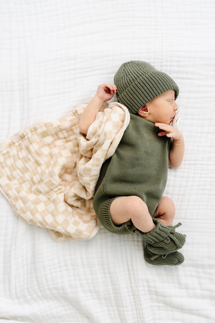 Knit Booties - Olive
