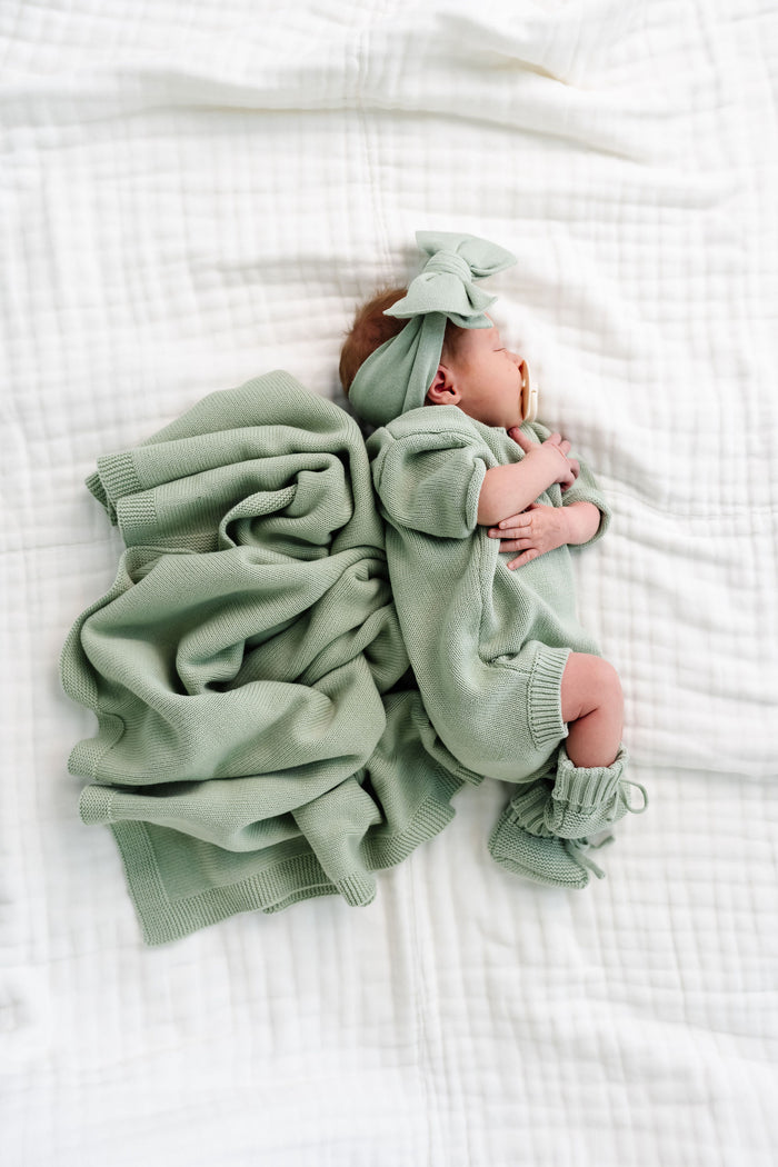 Knit Booties - Sage