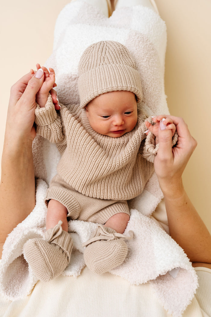 Knit Booties - Tan