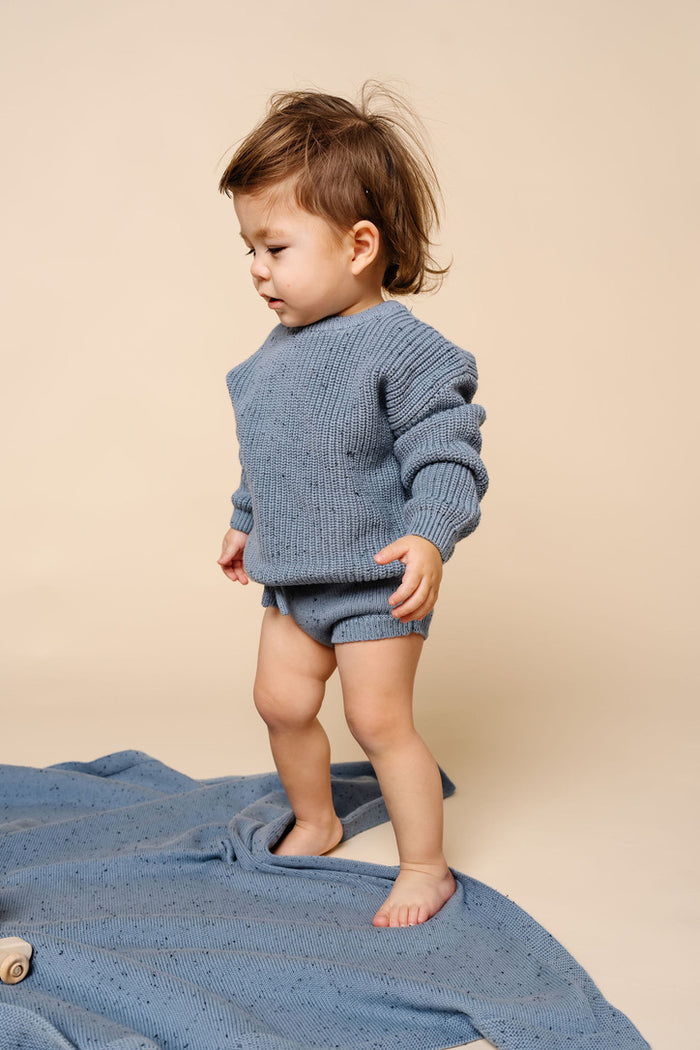 Knit Chunky Sweater - Cadet Speckle