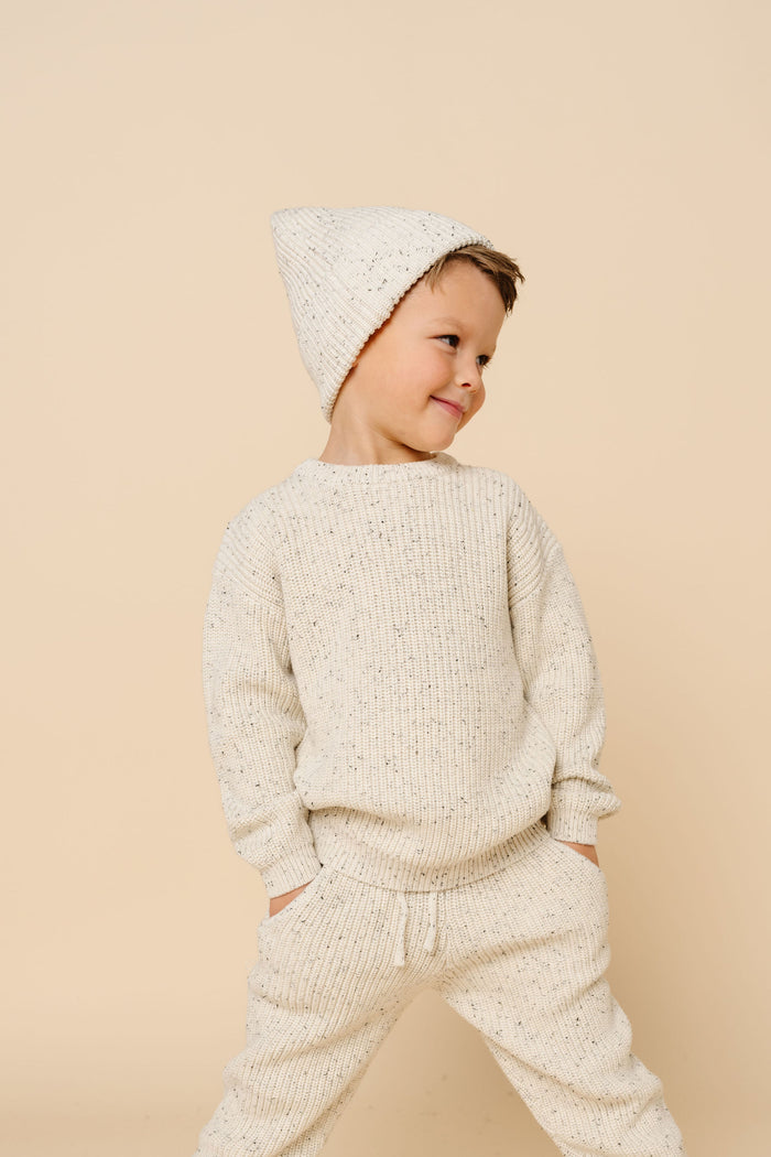 Knit Chunky Sweater - Cream Speckle