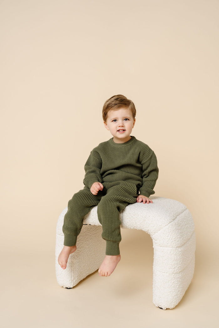 Knit Chunky Sweater - Olive