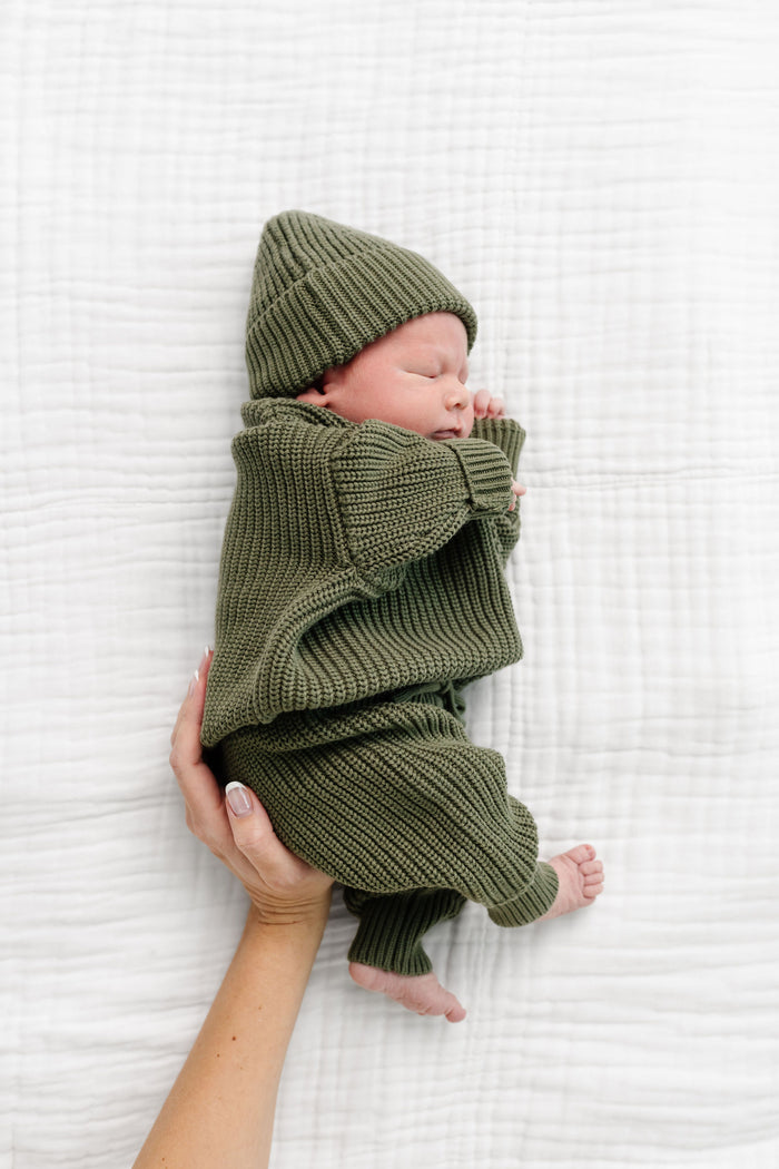 Knit Chunky Sweater - Olive
