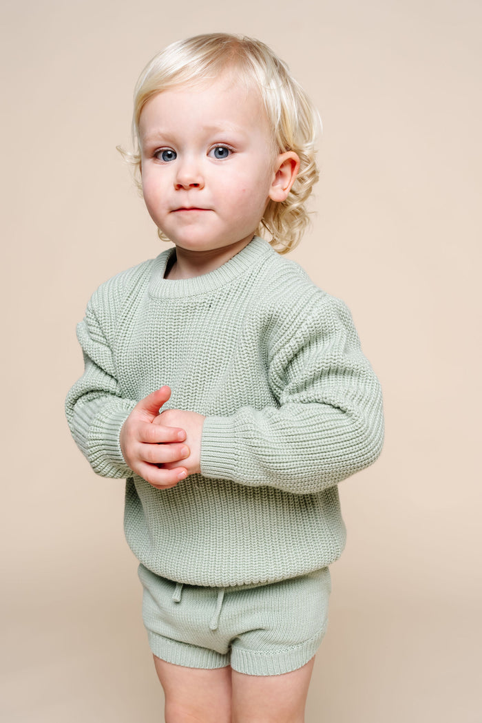 Knit Chunky Sweater - Sage