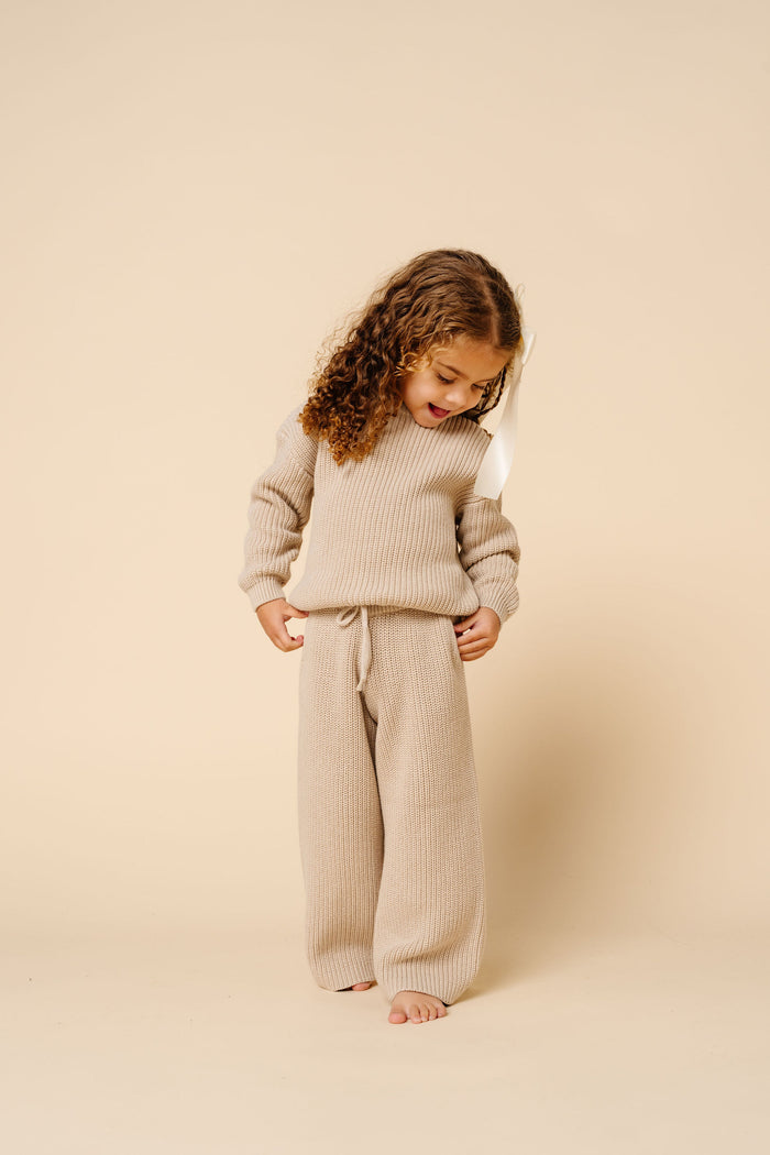 Knit Chunky Wide Leg Pant - Tan