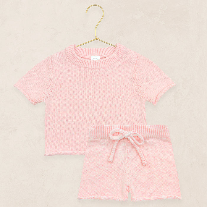 Knit Shirt + Short Set - Blush