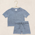 Knit Shirt + Short Set - Cadet Speckle