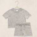 Knit Shirt + Short Set - Grey Speckle