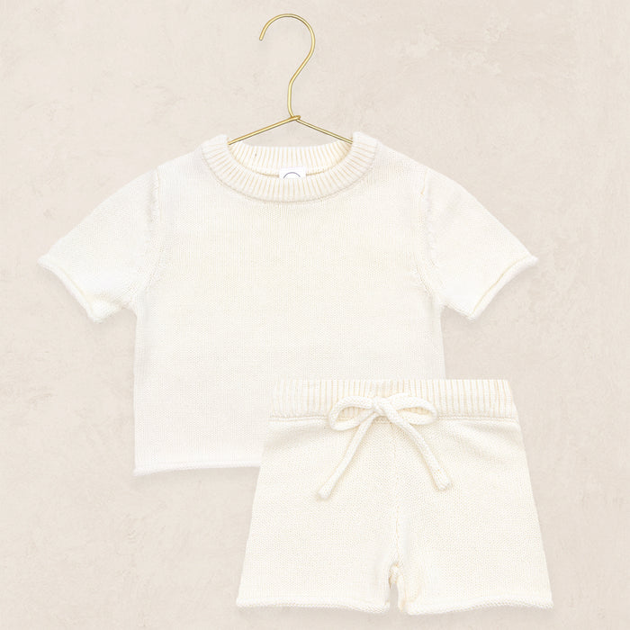 Knit Shirt + Short Set - Ivory