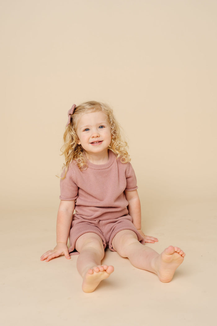 Knit Shirt + Short Set - Mauve