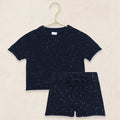 Knit Shirt + Short Set - Navy Speckle