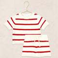 Knit Shirt + Short Set - Red Stripe
