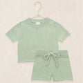 Knit Shirt + Short Set - Sage