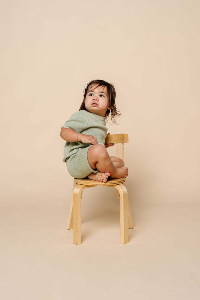 Knit Shirt + Short Set - Sage