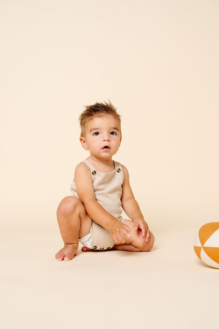 Knit Tank Onesie - Tan Overall