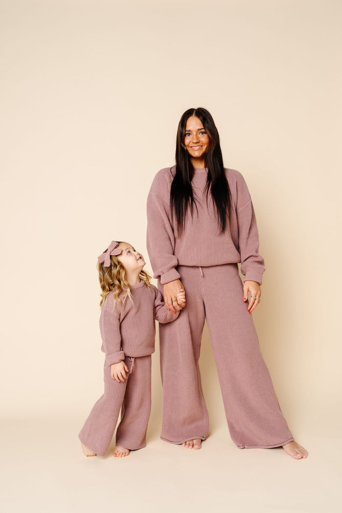 Knit Women's Chunky Sweater - Mauve