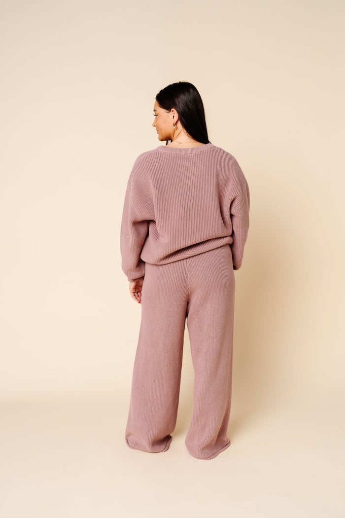Knit Women's Chunky Sweater - Mauve