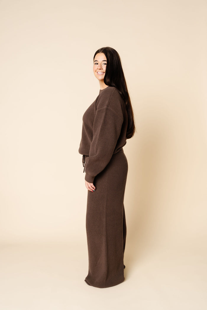 Knit Women's Chunky Wide Leg Pant - Cocoa
