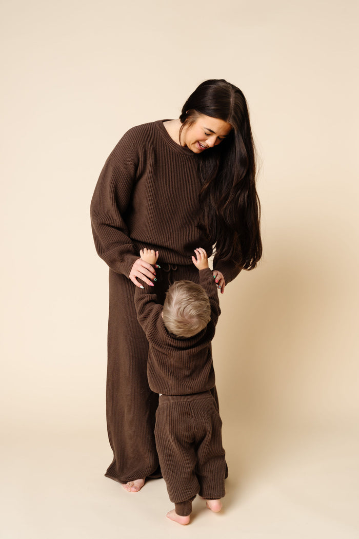 Knit Women's Chunky Wide Leg Pant - Cocoa