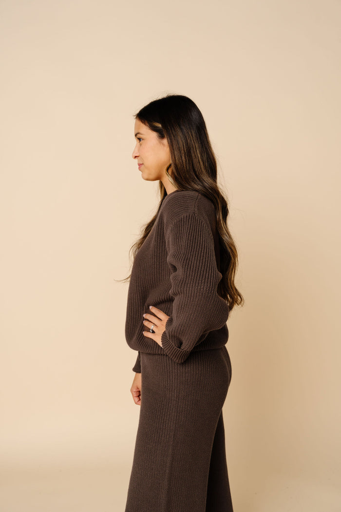 Knit Women's Chunky Wide Leg Pant - Cocoa