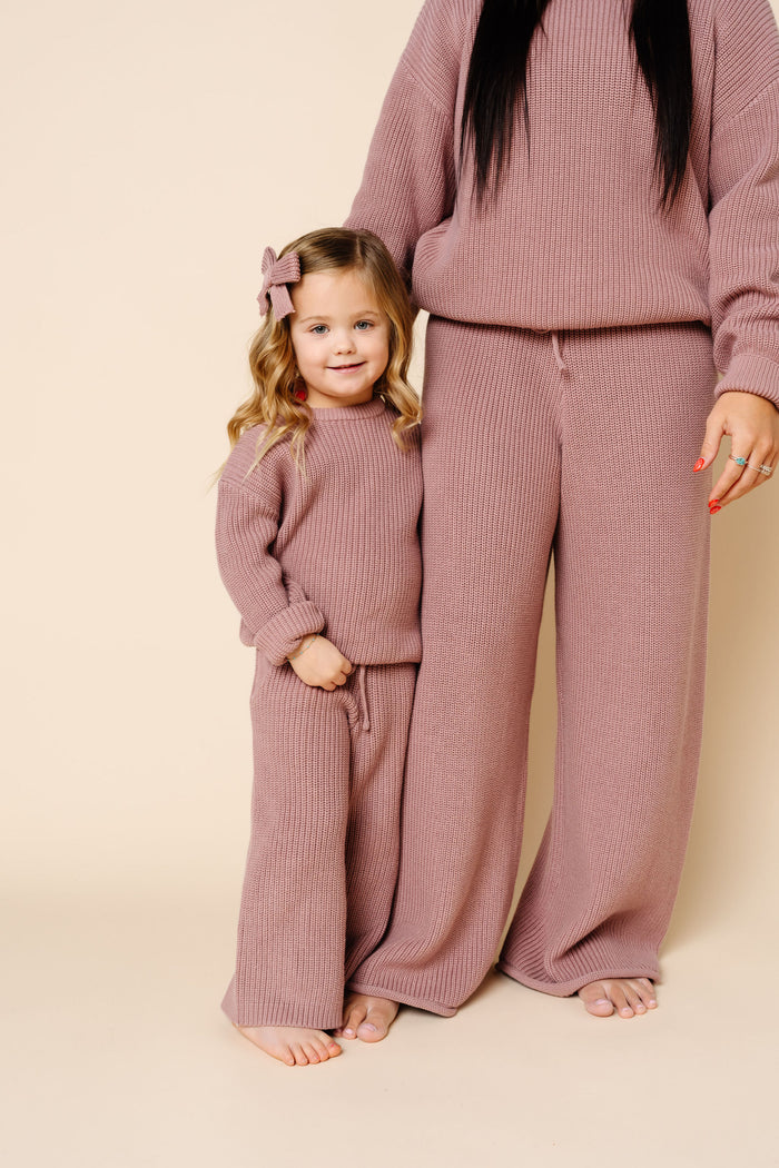 Knit Women's Chunky Wide Leg Pant - Mauve