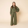 Knit Women's Chunky Wide Leg Pant - Olive
