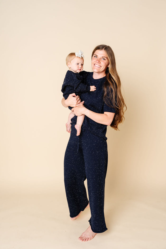 Knit Women's Short Sleeve Tee - Navy Speckle