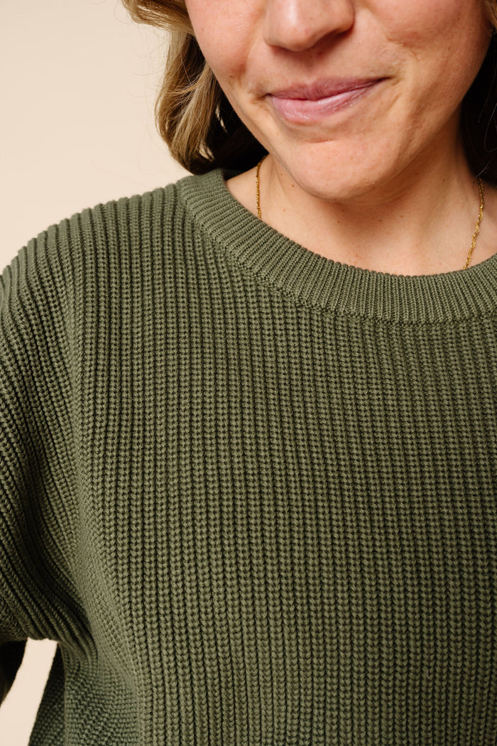 Knit Women's Sweater Maxi Dress - Olive