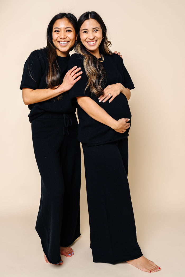 Knit Women's Wide Leg Pant - Black
