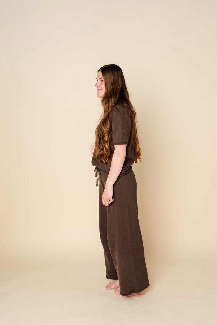 Knit Women's Wide Leg Pant - Cocoa