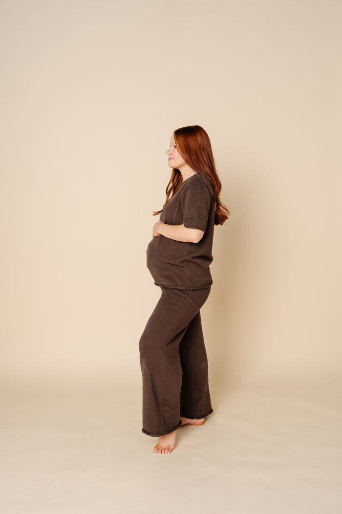 Knit Women's Wide Leg Pant - Cocoa