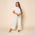 Knit Women's Wide Leg Pant - Cream Speckle