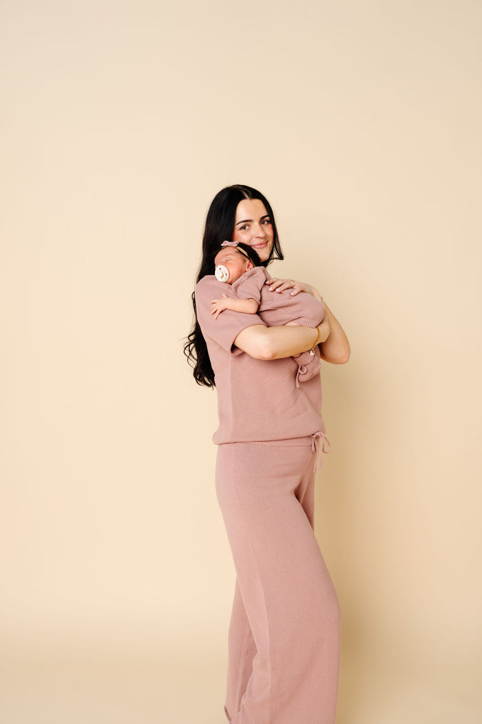 Knit Women's Wide Leg Pant - Mauve