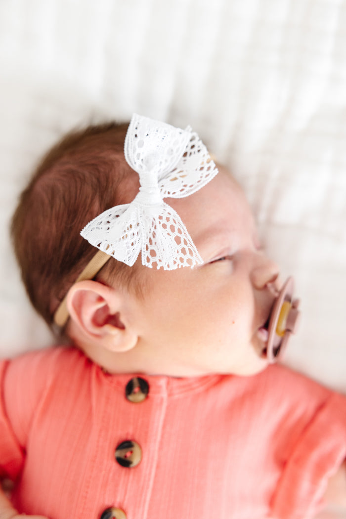 Lace Bow - White Headband