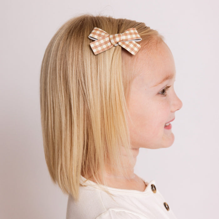 Leather - Bronze Check Bow