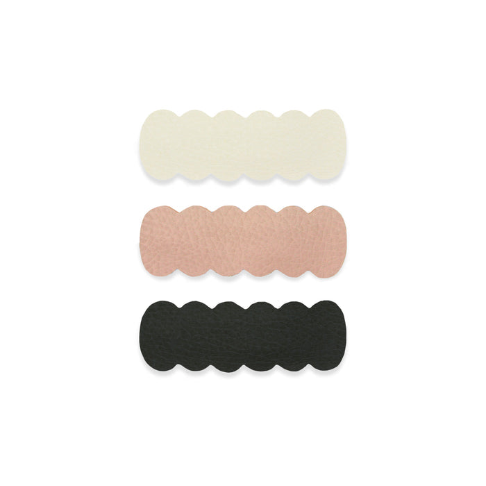 Leather 3 Pack - Primrose Scallop Snap Clips