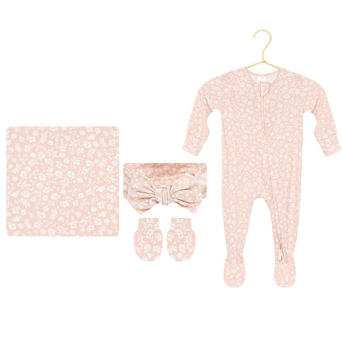 Louise Newborn Headband Bundle + Zipper Footie