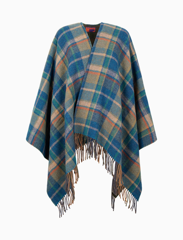 Mantella donna double face lana verde fantasia geometrica - Gallo 1927 - Official Online Shop