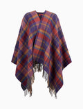 Mantella donna double face lana viola fantasia geometrica - Gallo 1927 - Official Online Shop