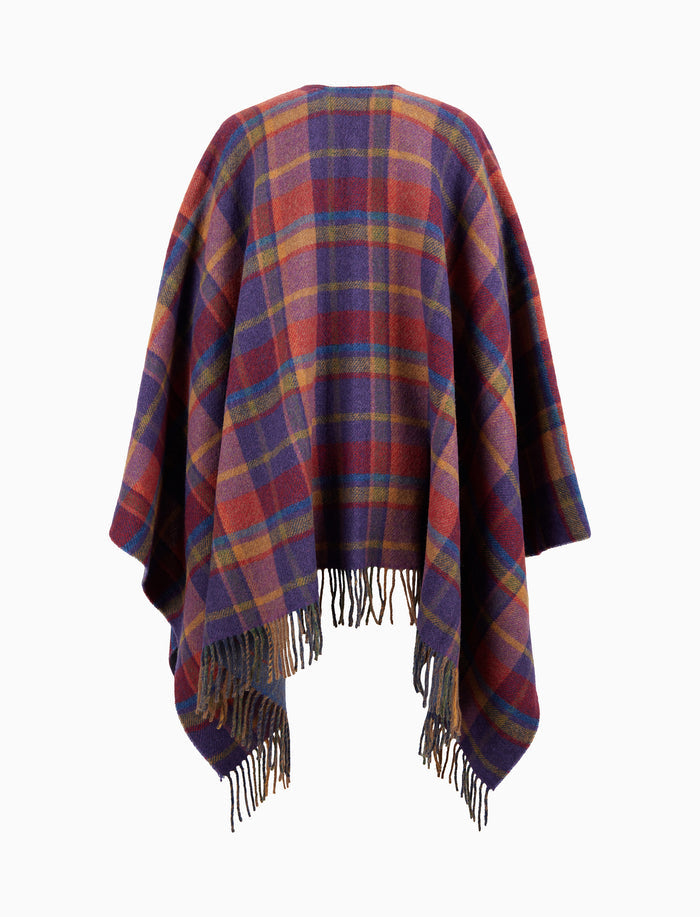 Mantella donna double face lana viola fantasia geometrica - Gallo 1927 - Official Online Shop