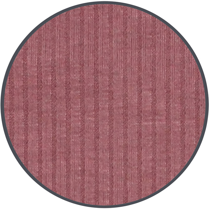Round red-brown rug with a textured pattern on a white background