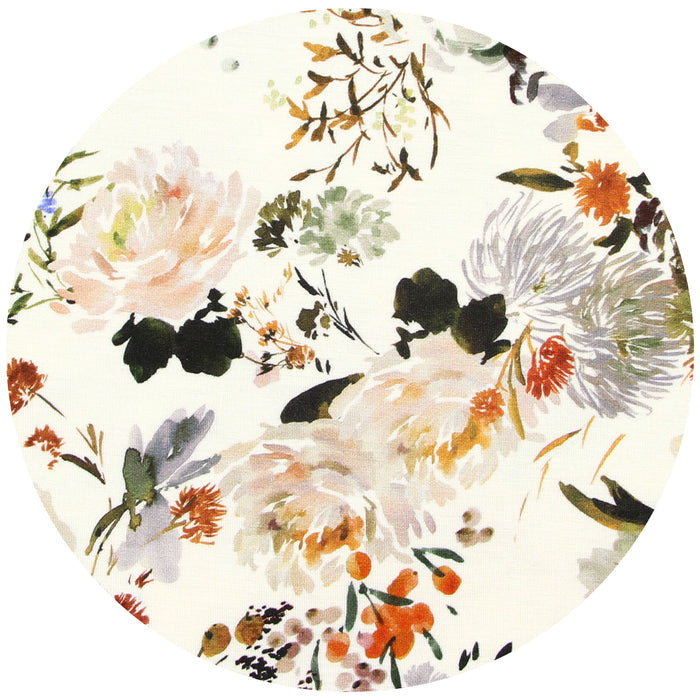 nellie white background with earth tone floral pattern swatch