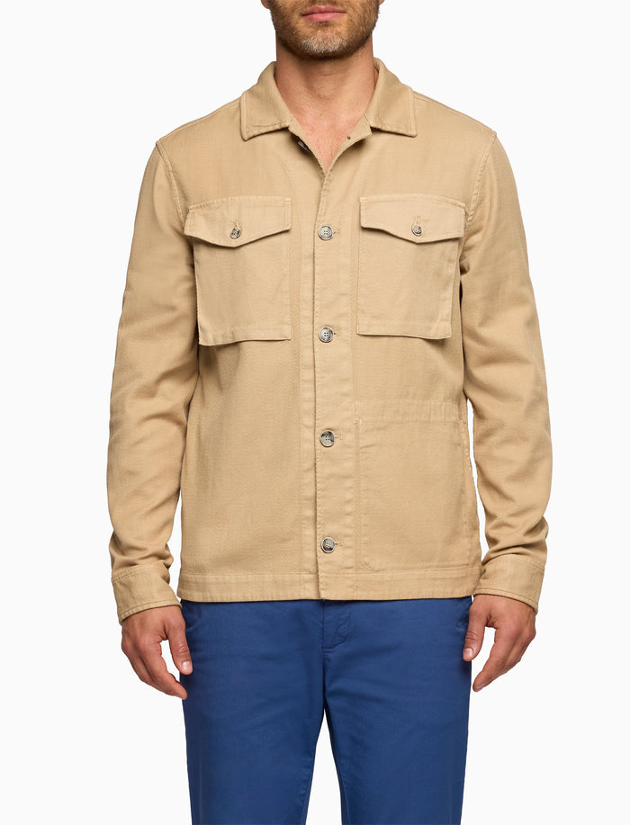 Overshirt unisex cotone tinto capo tinta unita beige - Gallo 1927 - Official Online Shop
