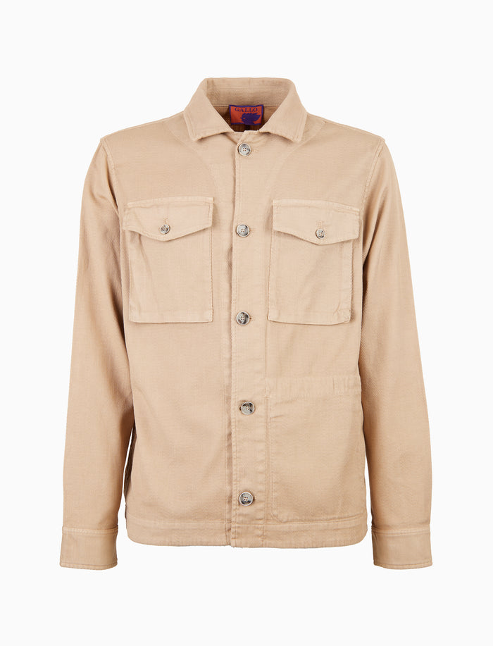 Overshirt unisex cotone tinto capo tinta unita beige - Gallo 1927 - Official Online Shop