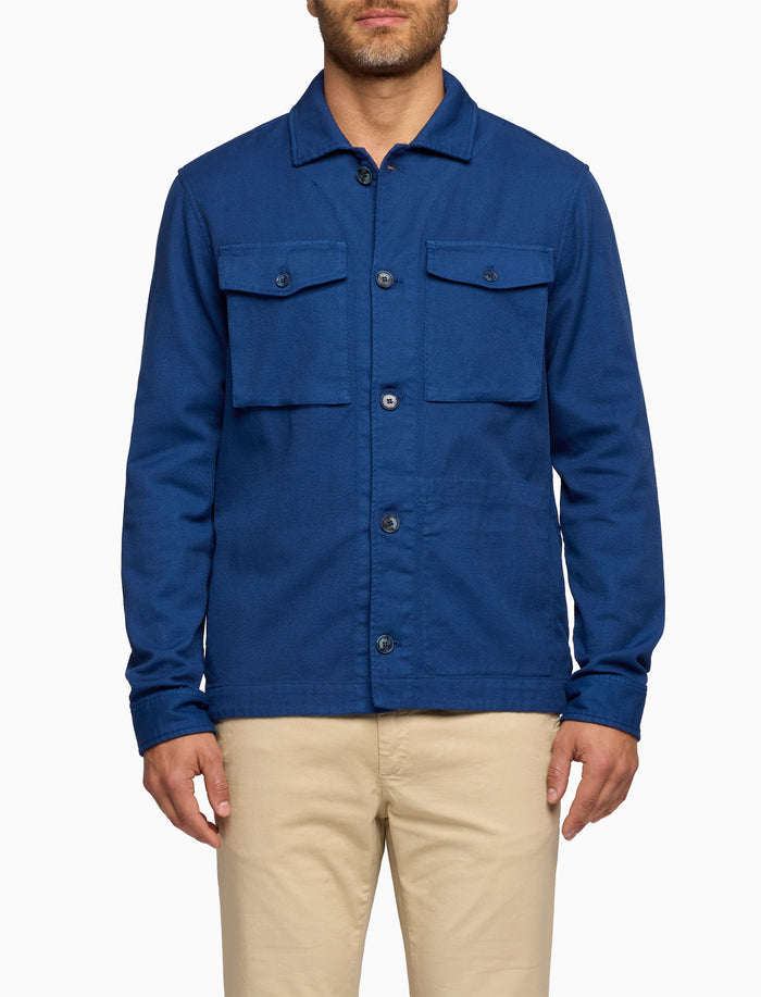 Overshirt unisex cotone tinto capo tinta unita blu - Gallo 1927 - Official Online Shop