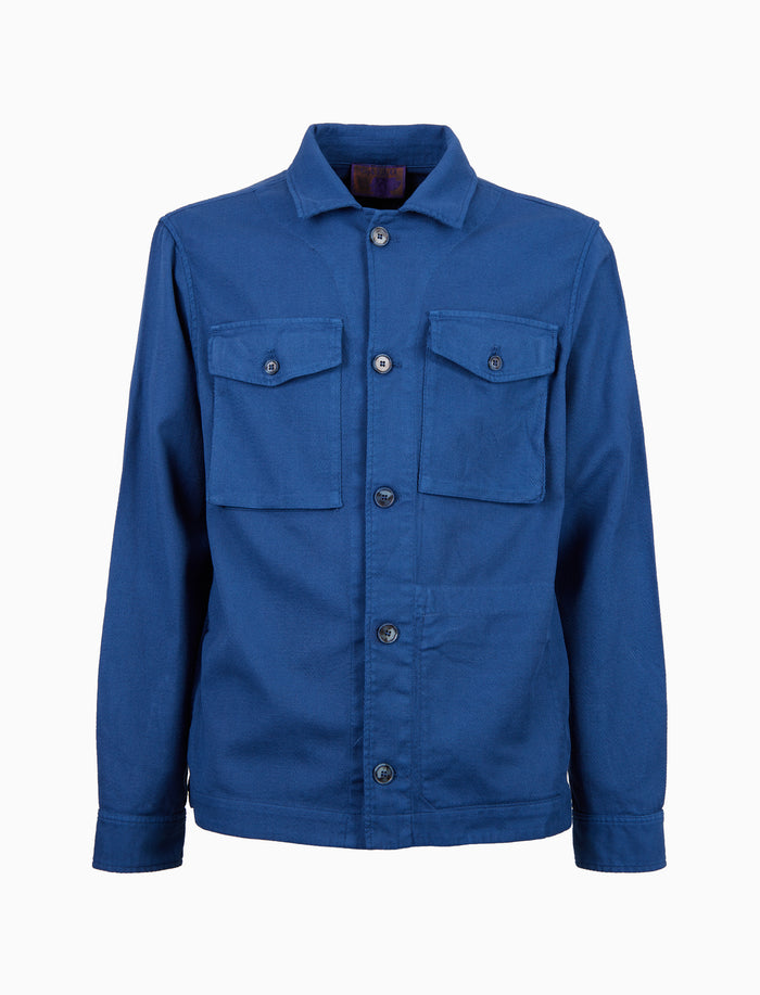 Overshirt unisex cotone tinto capo tinta unita blu - Gallo 1927 - Official Online Shop