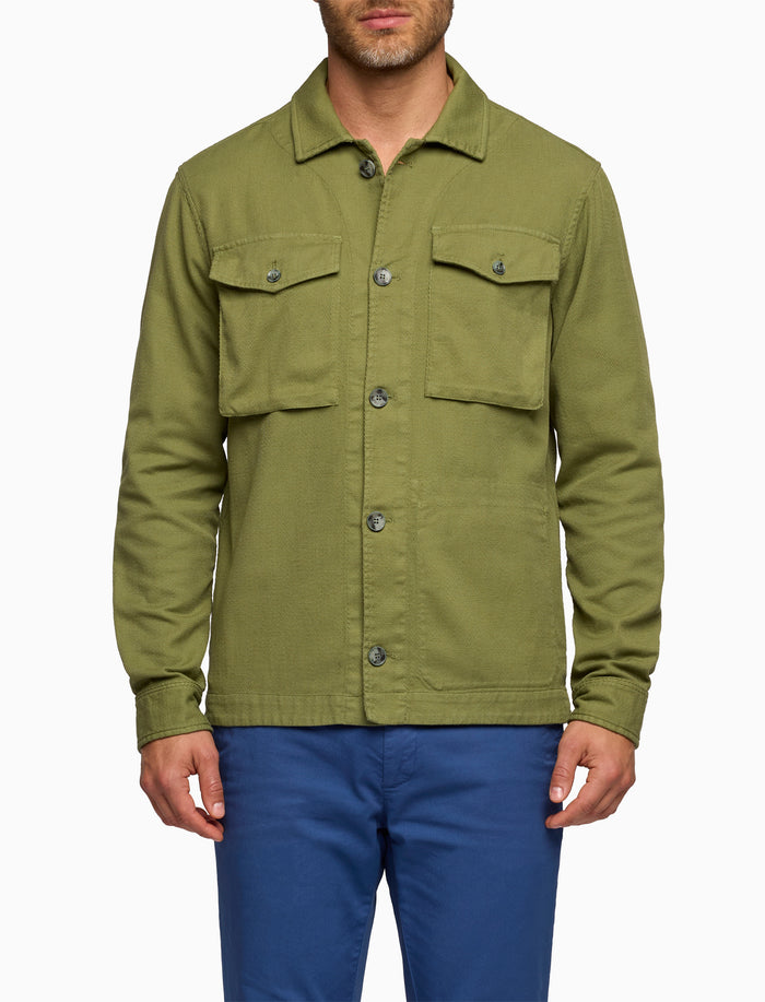 Overshirt unisex cotone tinto capo tinta unita verde - Gallo 1927 - Official Online Shop