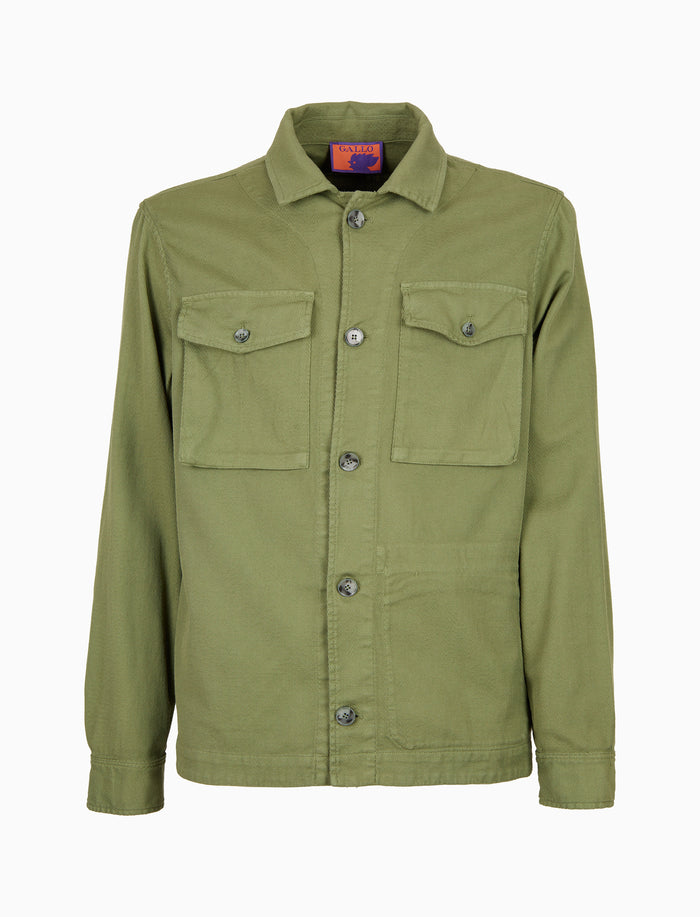 Overshirt unisex cotone tinto capo tinta unita verde - Gallo 1927 - Official Online Shop