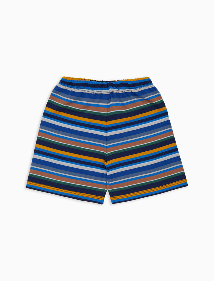 Pantaloncino corto bambino cotone righe multicolor blu - Gallo 1927 - Official Online Shop