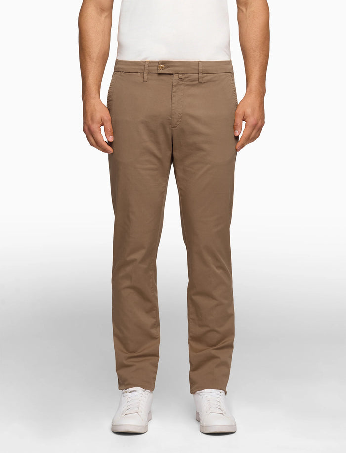 Pantalone lungo uomo cotone marrone tinta unita